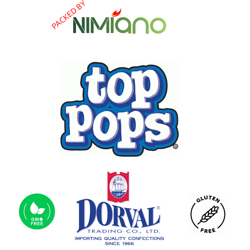 orval Top Pops Assorted Taffy Pops Chewy Candy | Strawberry, Strawberry/Lemon, Watermelon, Blue & Red Raspberry | NON-GMO | Gluten Free | 20 Oz Pack