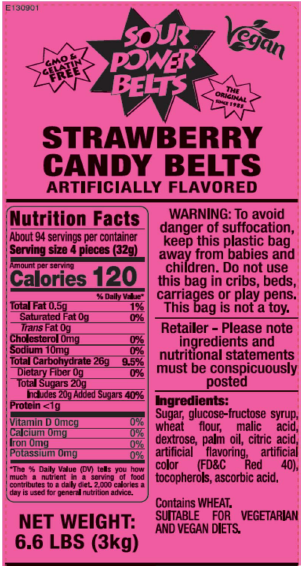 Strawberry Gummi Candy Nutrition Facts